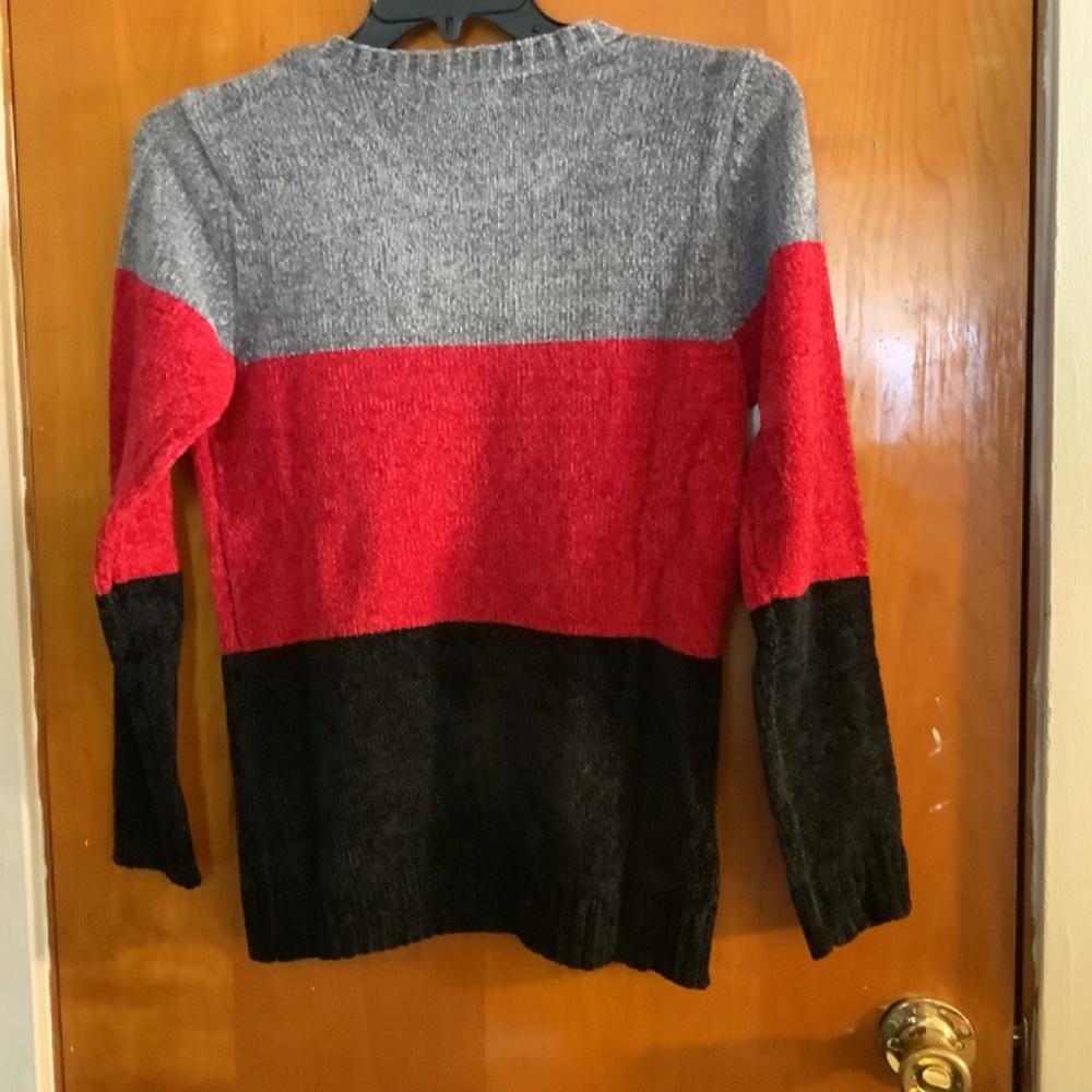 Crewneck Allover Oversized Colorblock Detail Pullover Sweater - Picture 3 of 6